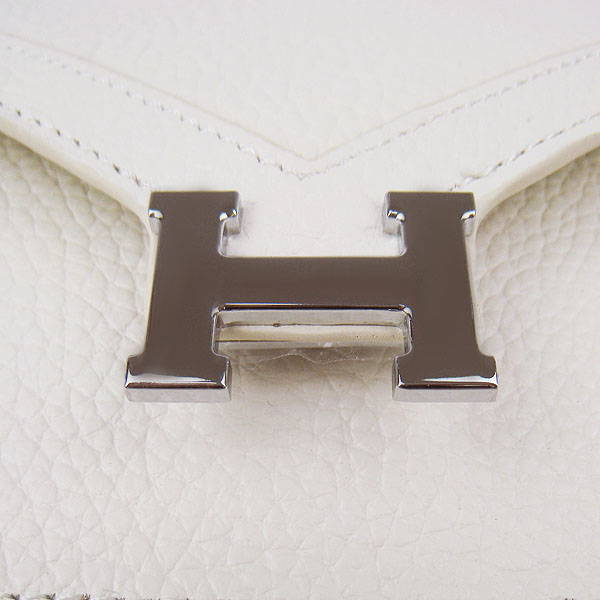 7A Hermes Togo Leather Messenger Bag Off-White With Silver Hardware H021 Replica